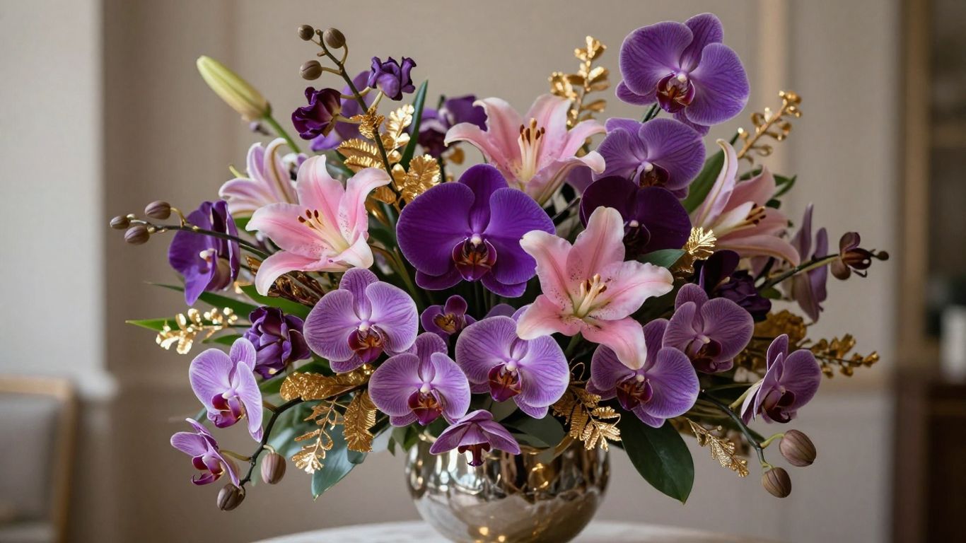 Elegant bouquet of exotic flowers for a special birthday.